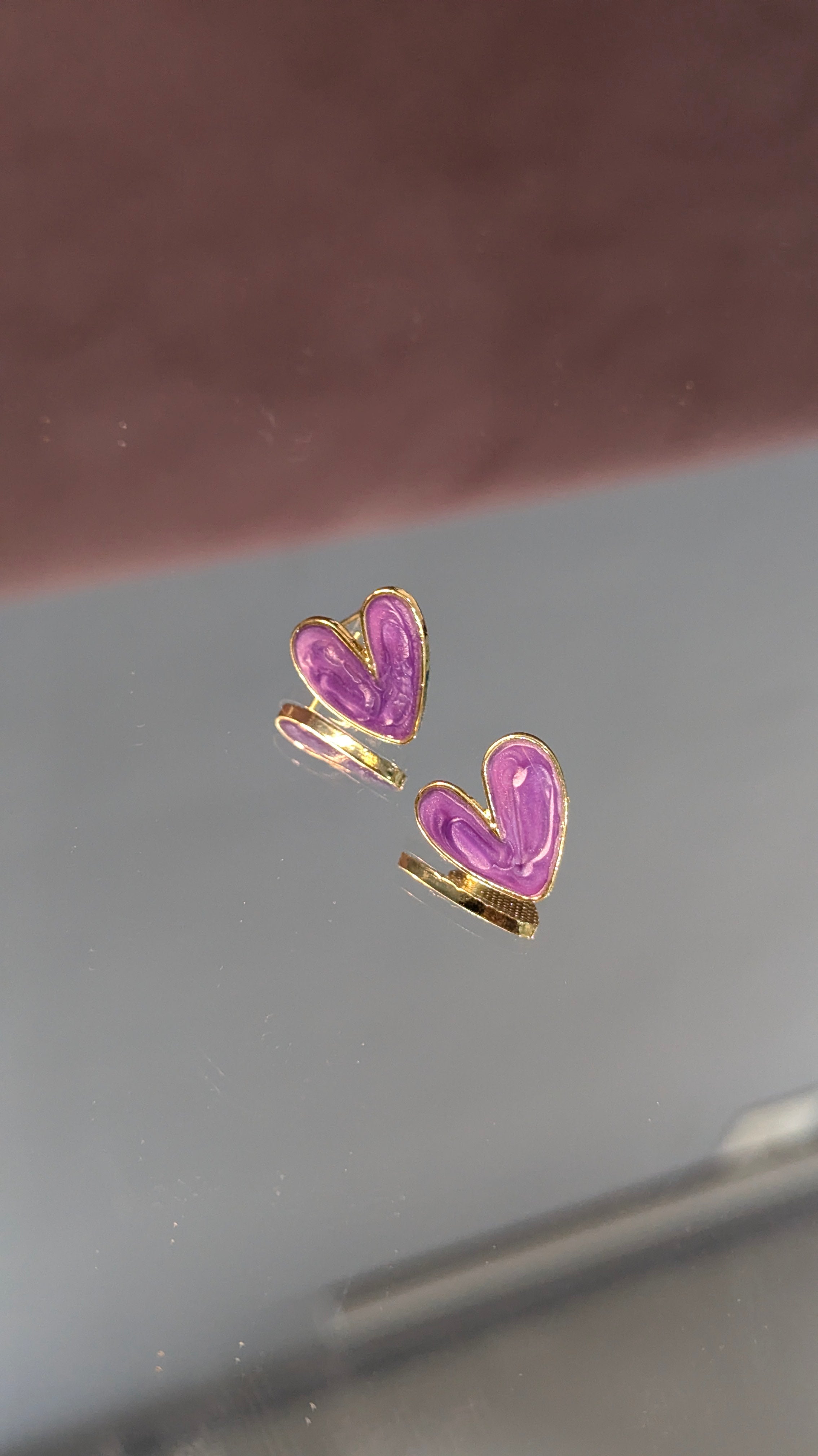 Enamel Heart Stud Earrings