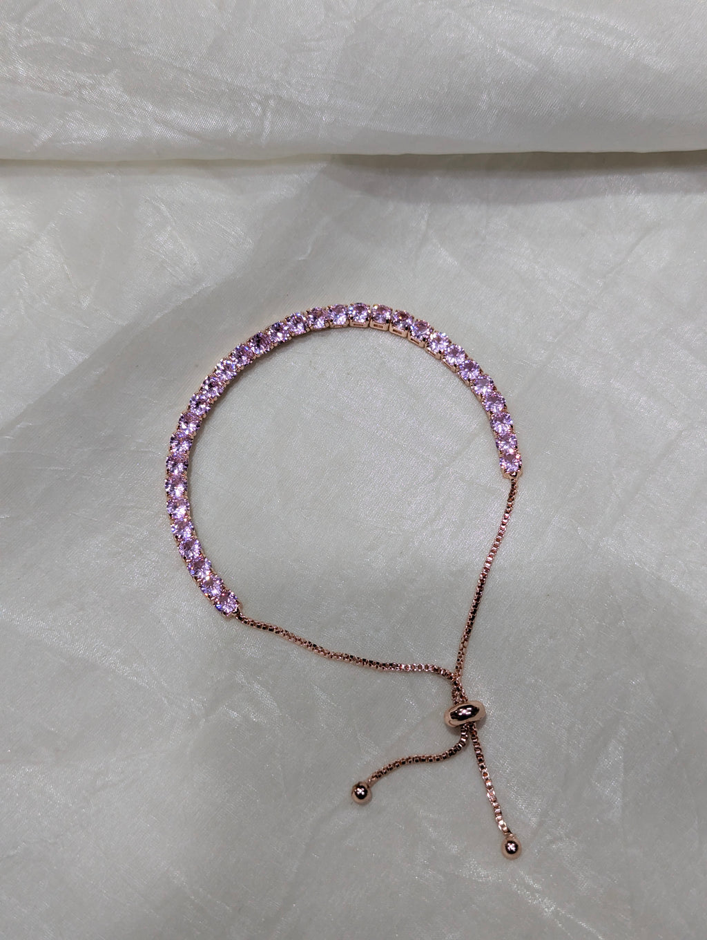 Crystal pink adjustable bracelet