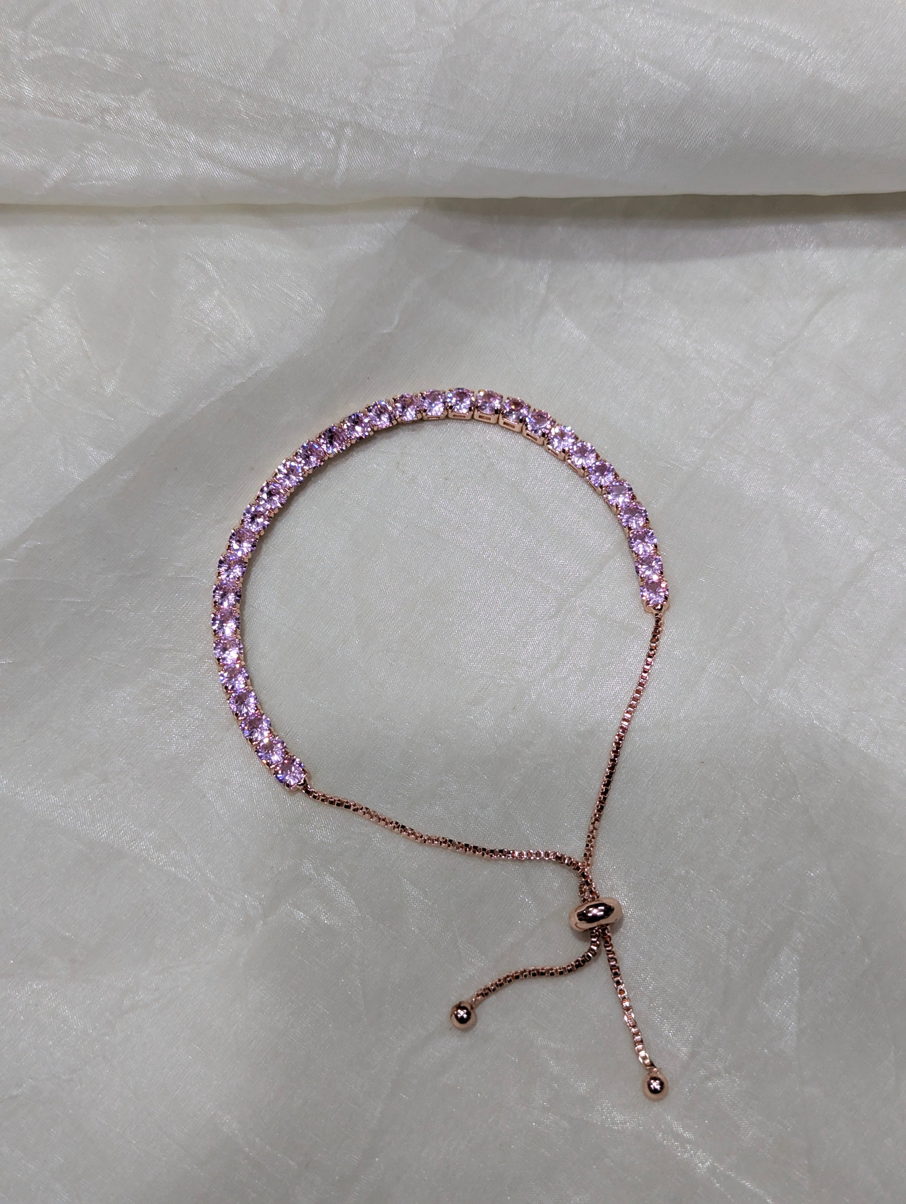 Crystal pink adjustable bracelet