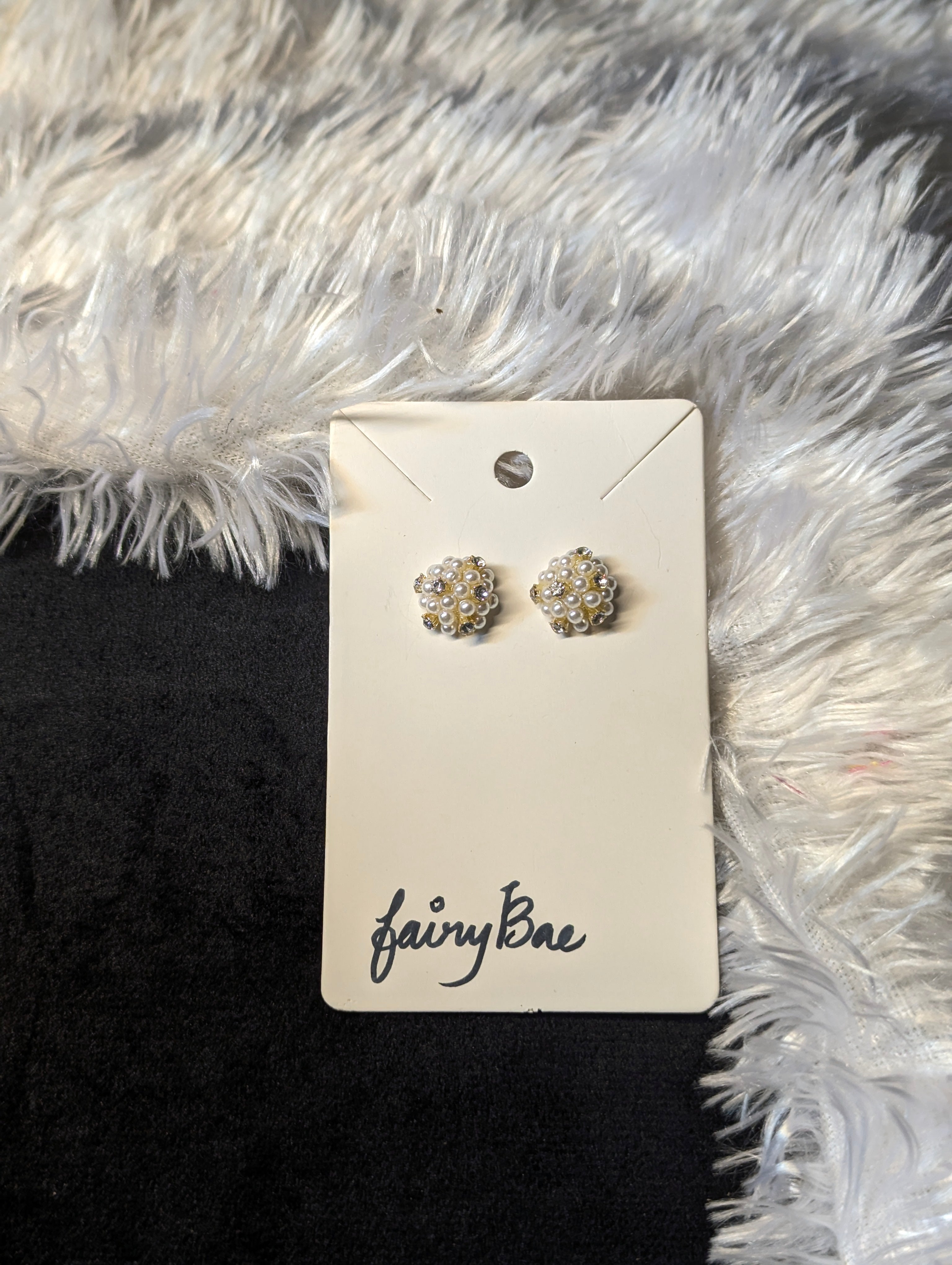 Korean style stone and pearl studs