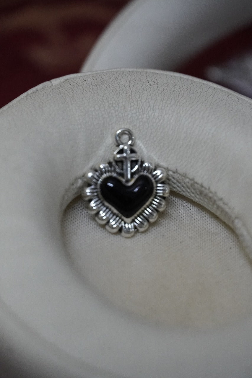 Black Heart pendant with a cross✝️