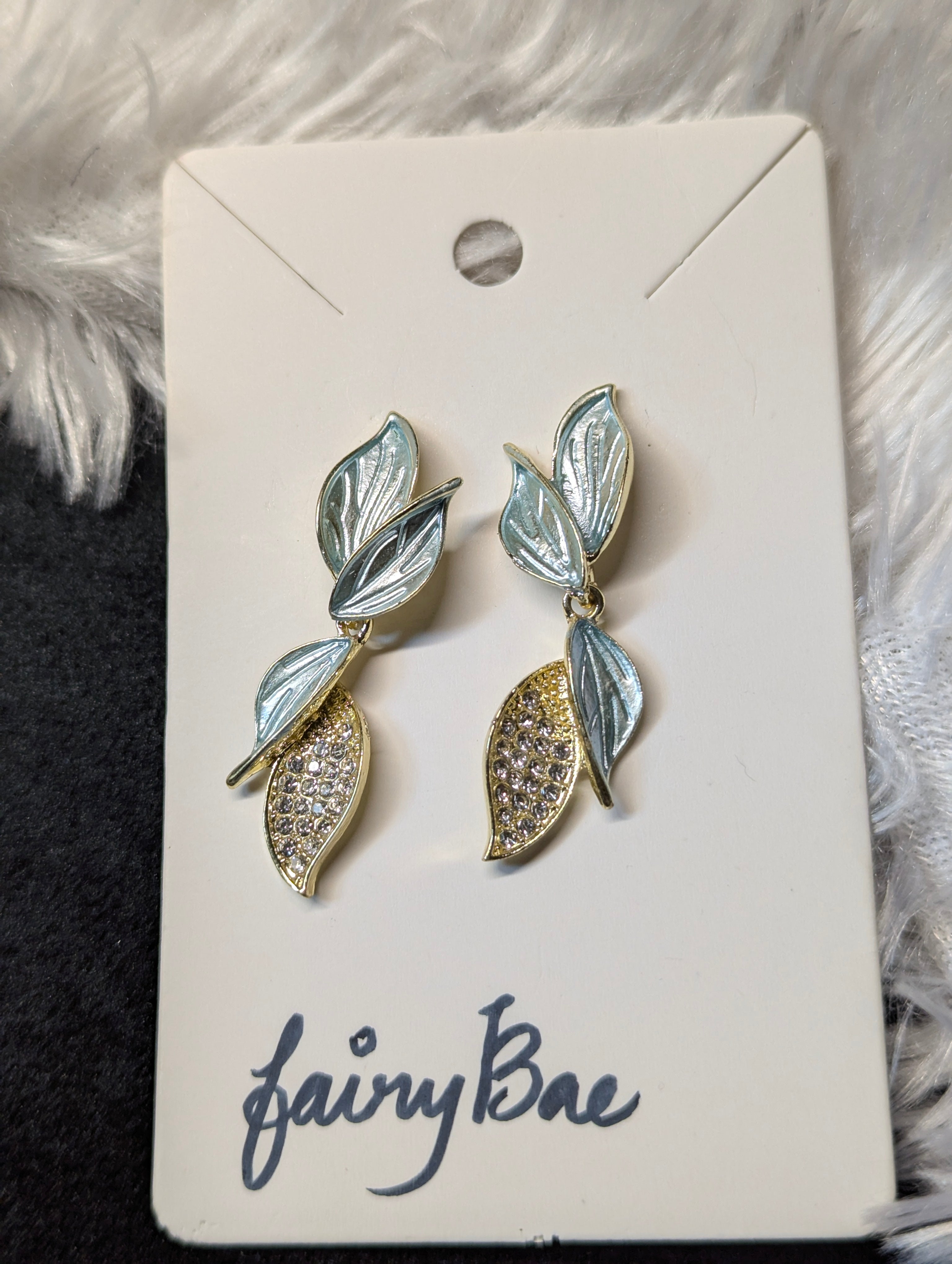 Korean leaf-design earrings
