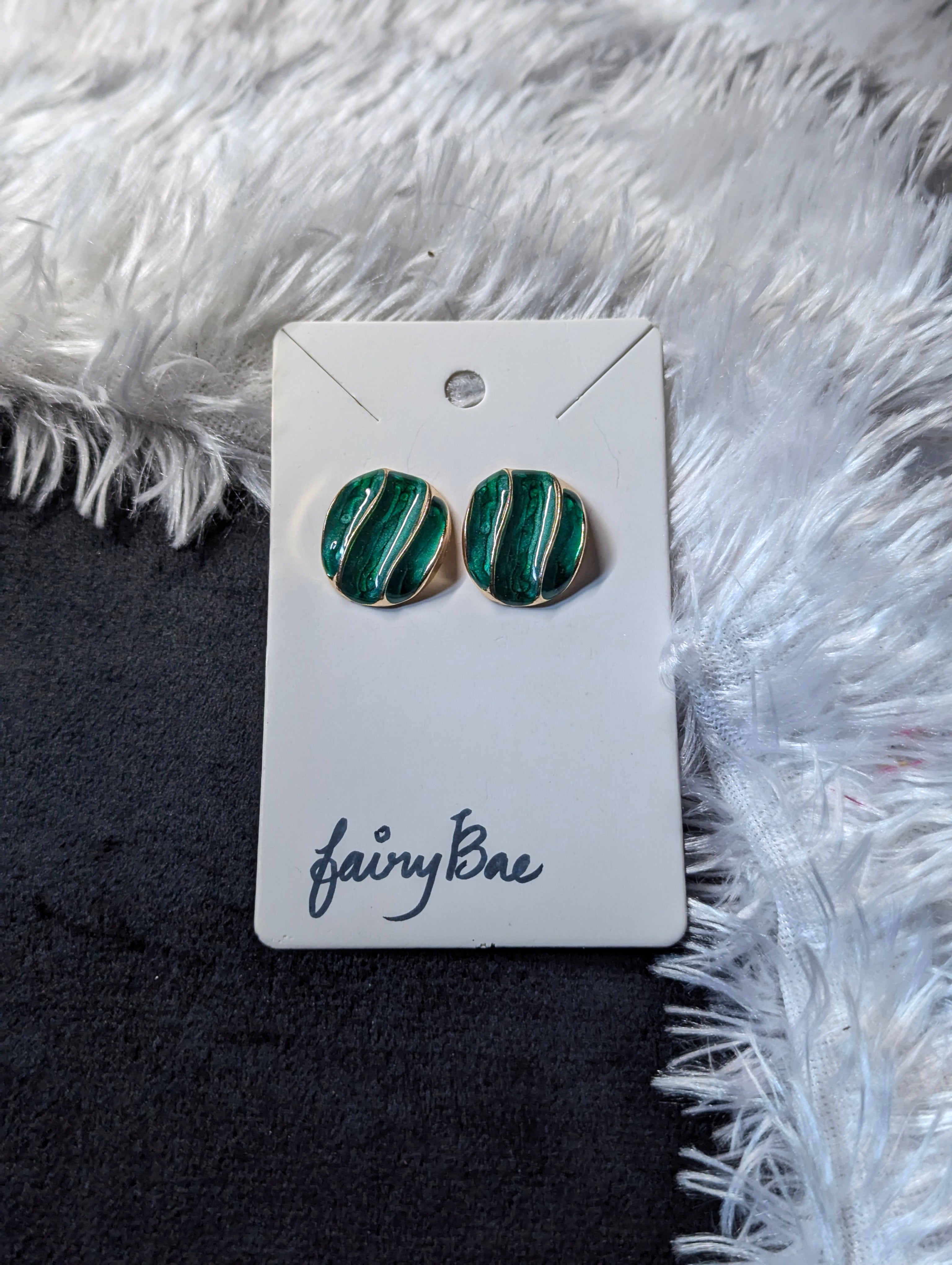 Green stud earrings