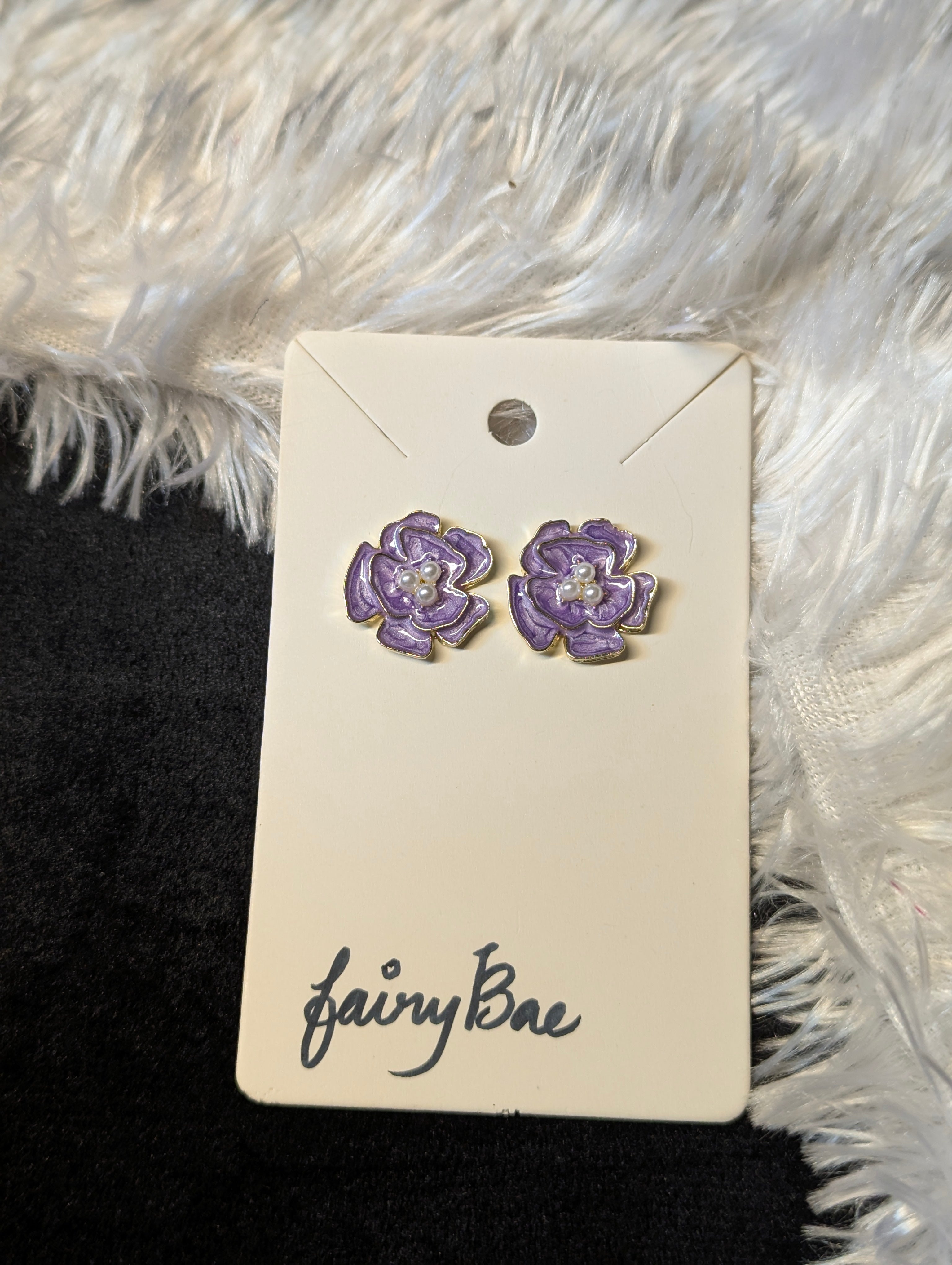 Korean flower enamel stud earrings