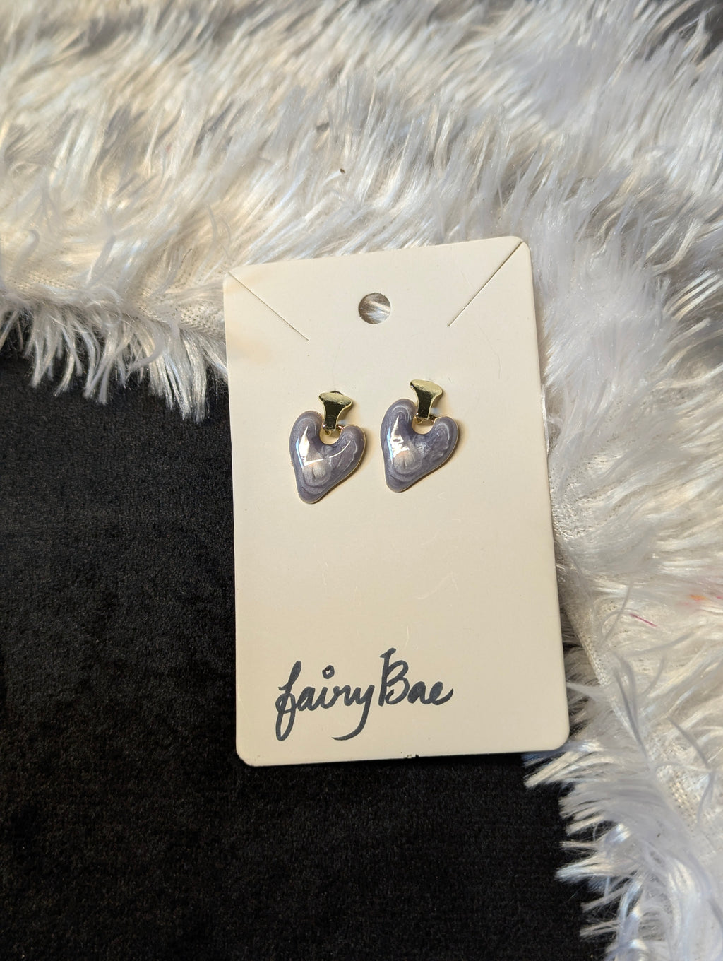 Korean purple heart earrings