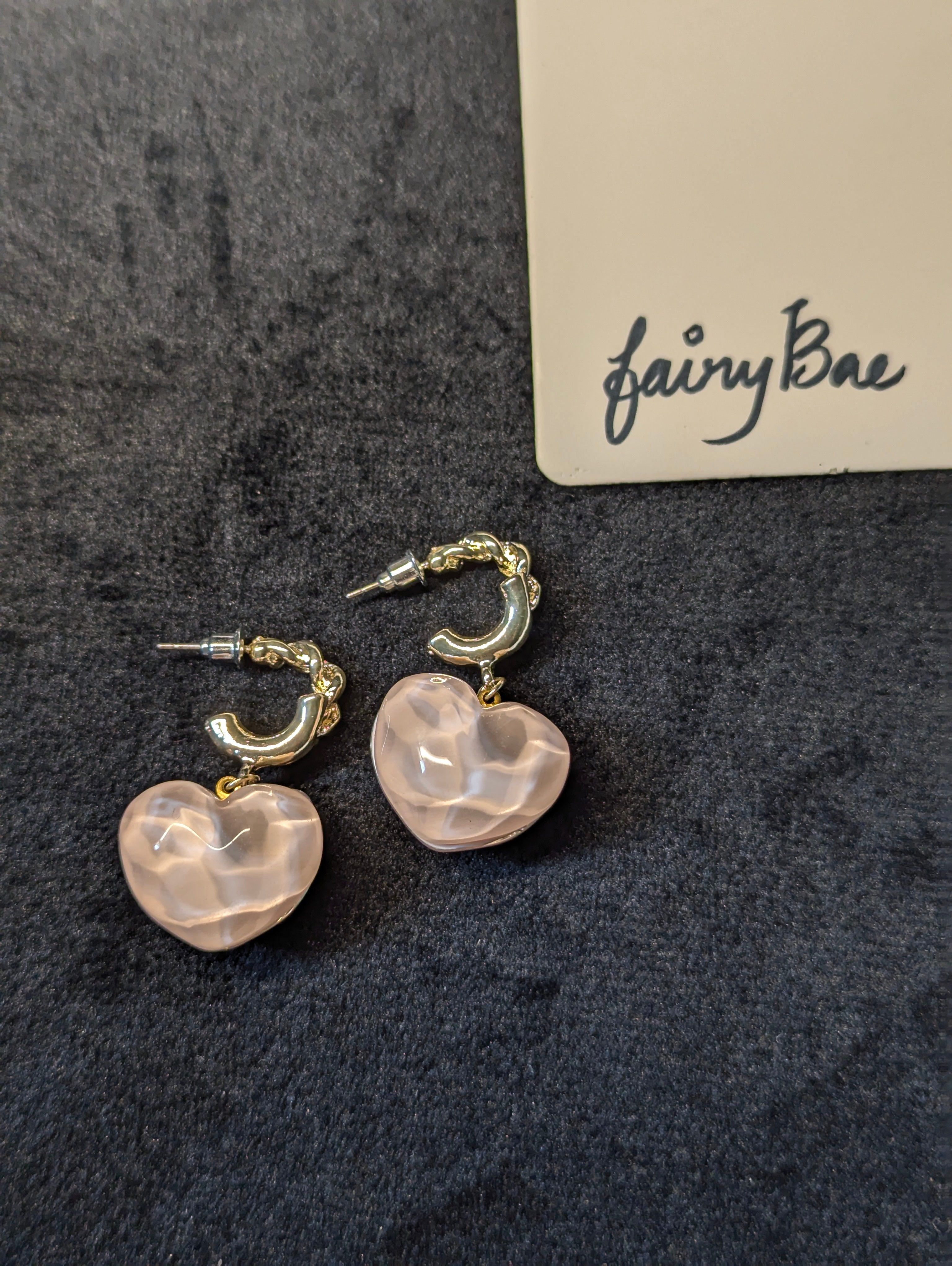 Korean Pink heart earrings