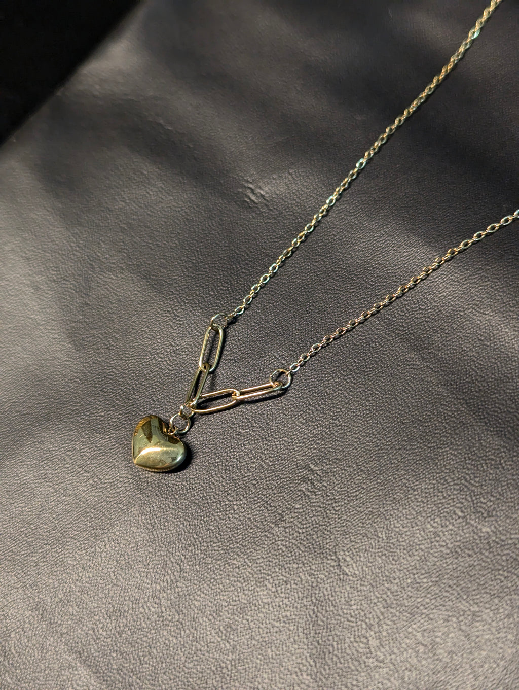 White enamel filled and Gold sided Anti-tarnish pendant necklace