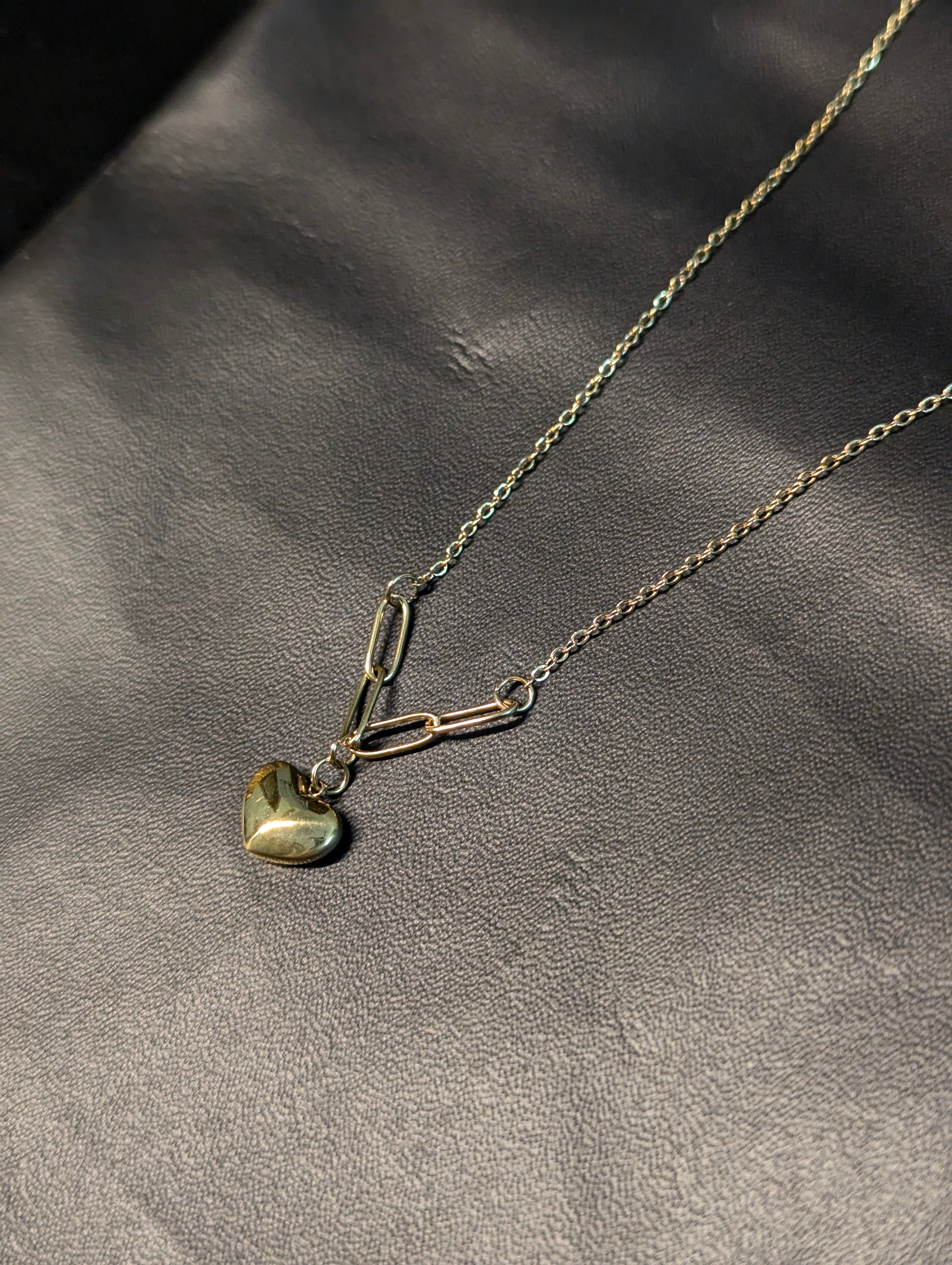 White enamel filled and Gold sided Anti-tarnish pendant necklace