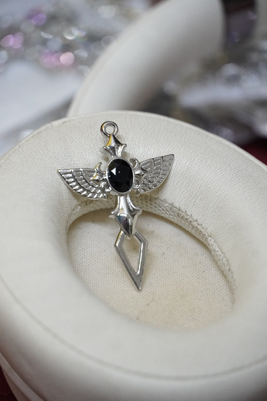 Flying Dagger Pendant With Black Stone
