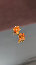 Orange flower stud earrings