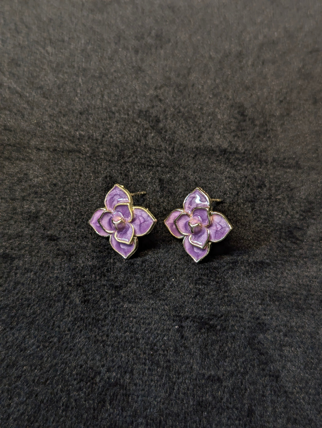 Purple enamel flower stud