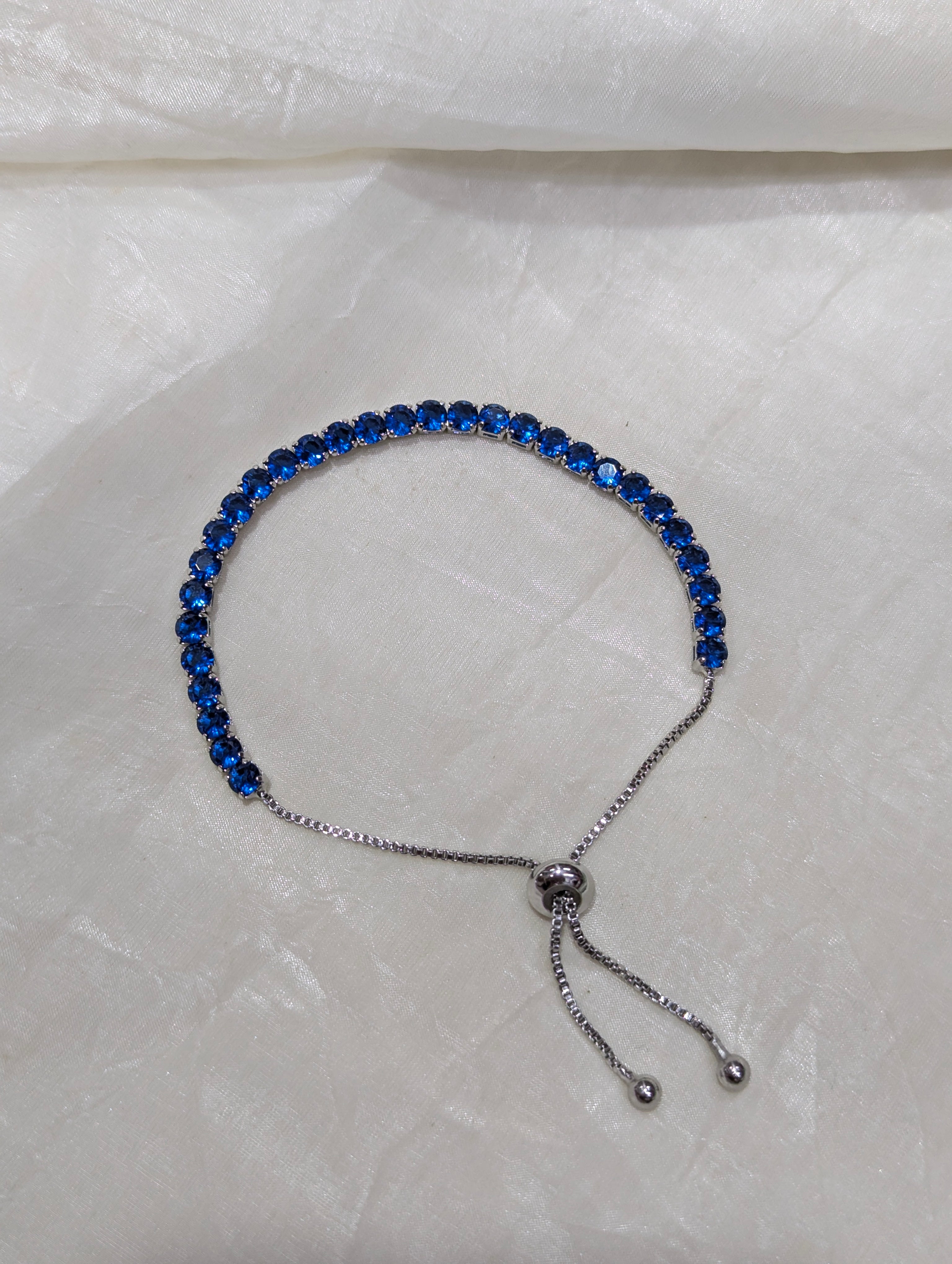 Crystal blue adjustable bracelet