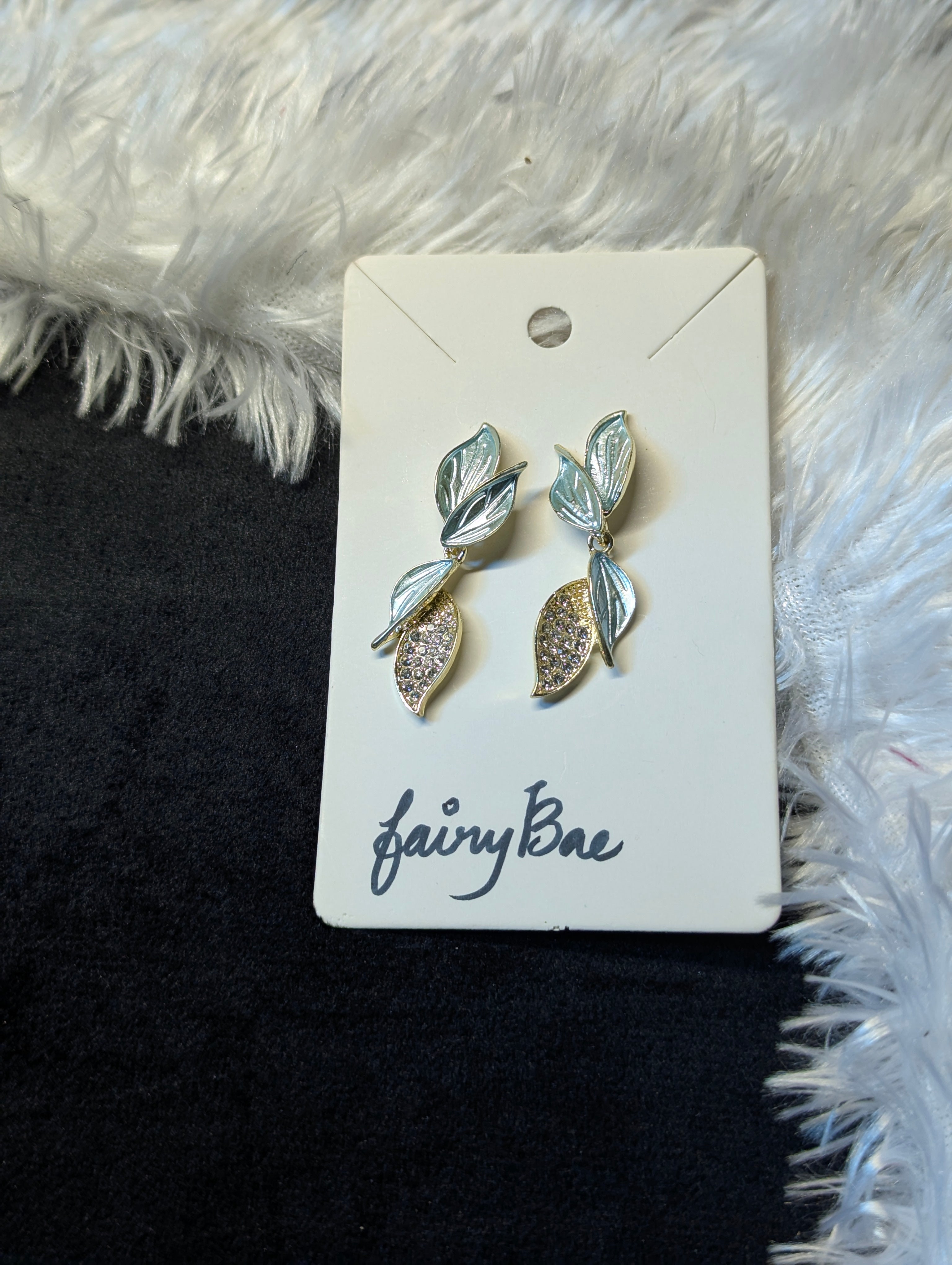 Korean leaf-design earrings
