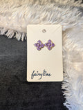 Purple enamel flower stud