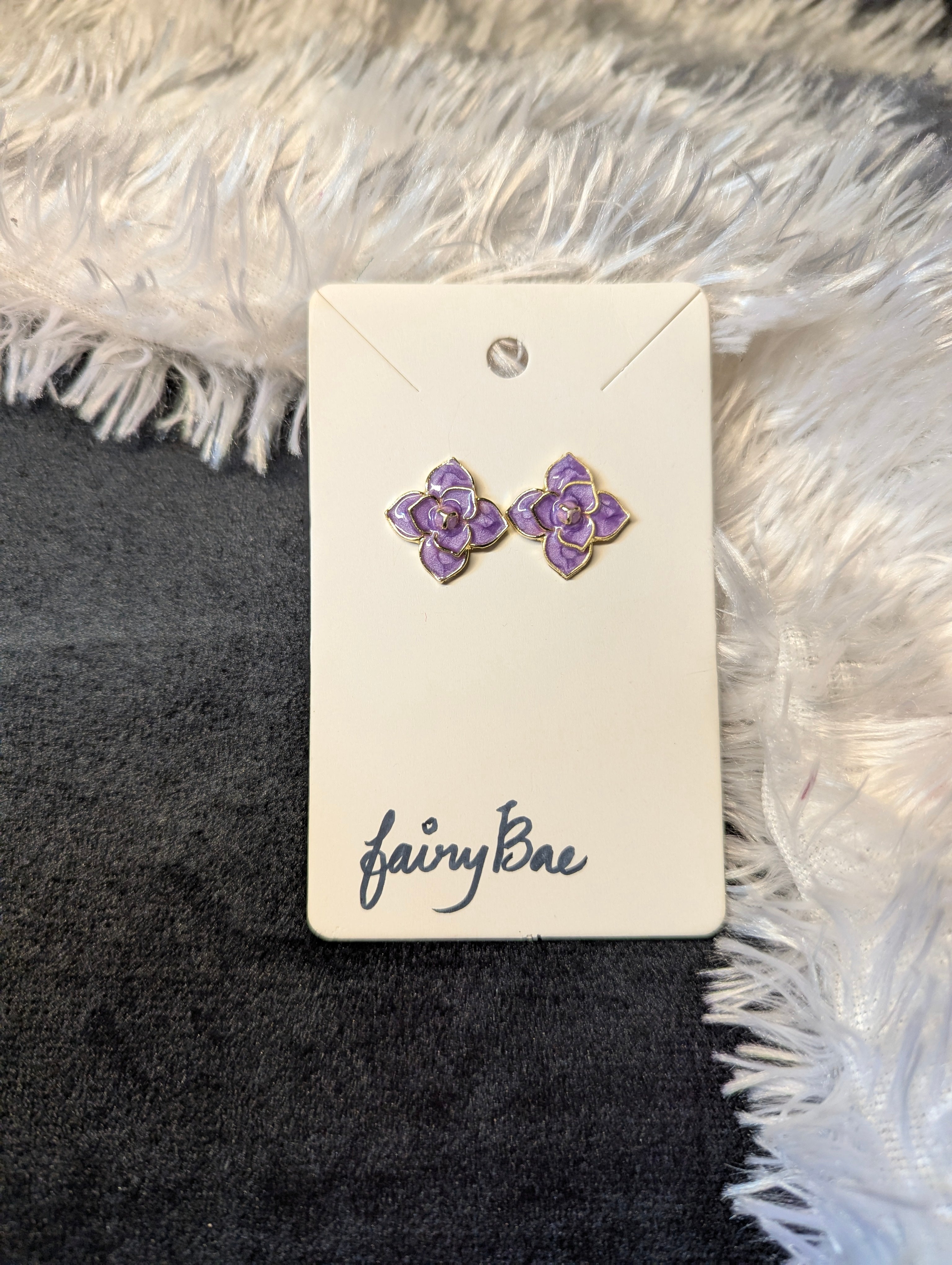 Purple enamel flower stud